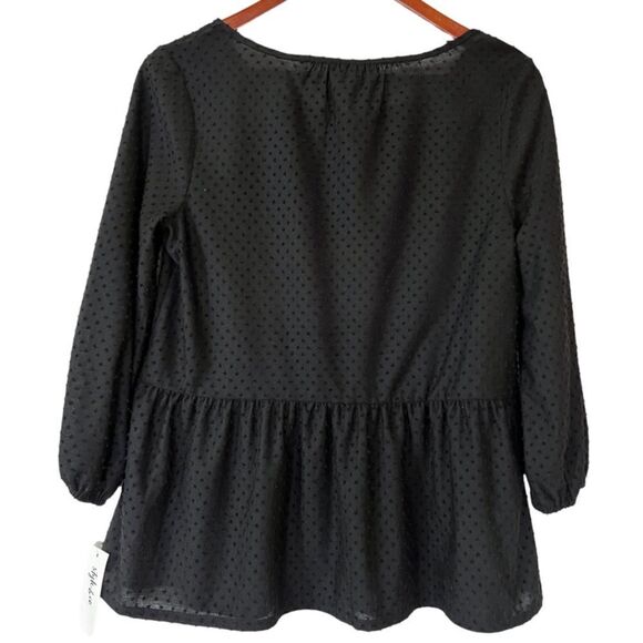 New! 🏷 Style & Co Black Dot Textured Peplum Blouse Sz Small, very soft! - Picture 7 of 11